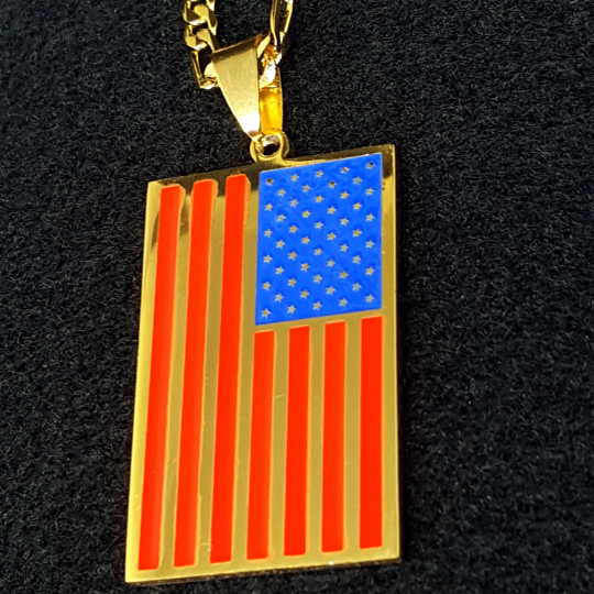 18K Gold Plated United States Necklace