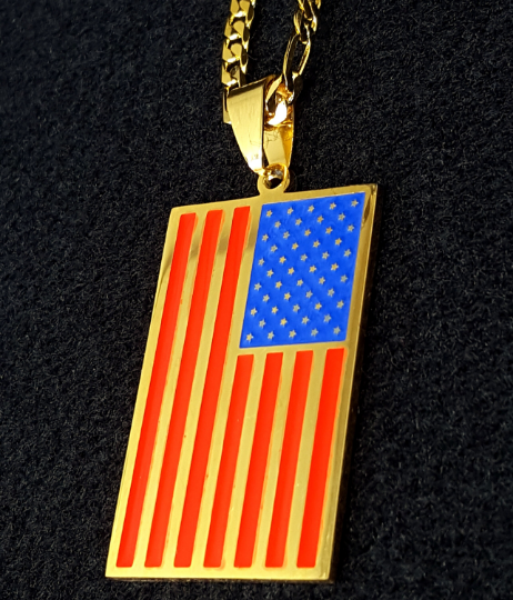 18K Gold Plated United States Necklace