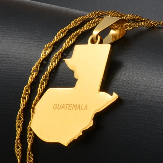 18K Gold Plated Guatemala Necklace, Guatemala Jewelry, Guatemala Flag, Guatemala Necklace, Guatemala Earrings, Guatemala Map