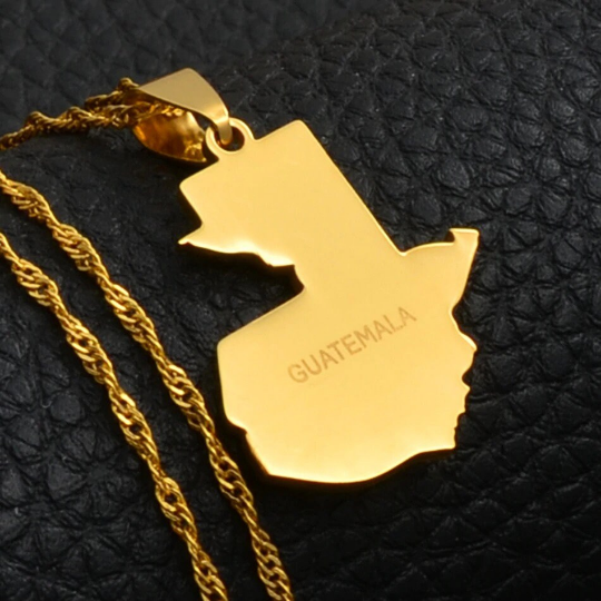 18K Gold Plated Guatemala Necklace, Guatemala Jewelry, Guatemala Flag, Guatemala Necklace, Guatemala Earrings, Guatemala Map