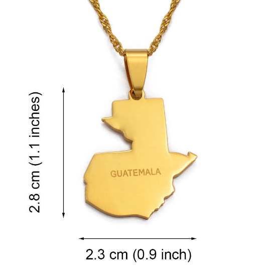 18K Gold Plated Guatemala Necklace, Guatemala Jewelry, Guatemala Flag, Guatemala Necklace, Guatemala Earrings, Guatemala Map