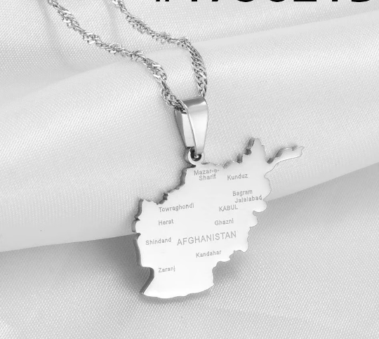 18K Gold Plated Afghanistan Necklaces, Afghanistan Necklace, Afghanistan Gift, Afghanistan Pride, Afghanistan Jewelry, Afghanistan Flag