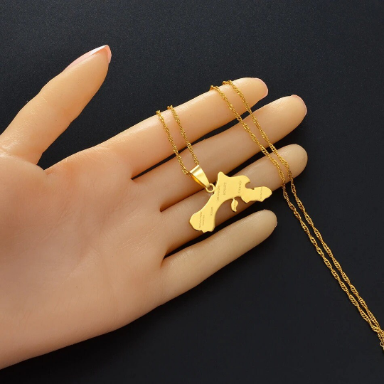 18K Gold Plated Bonaire Map Necklace, Bonaire Necklace, Bonaire Flag, Bonaire Pendant, Bonaire Gifts, Bonaire Earrings, Bonaire Charm