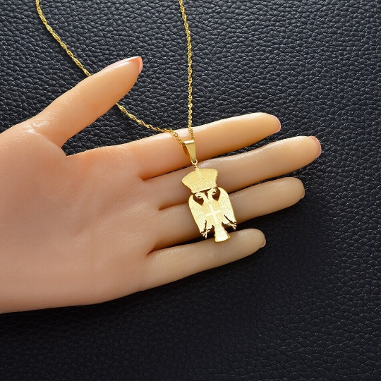 18K Gold Plated Republic Of Serbia Eagle Necklace