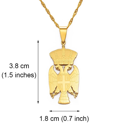 18K Gold Plated Republic Of Serbia Eagle Necklace