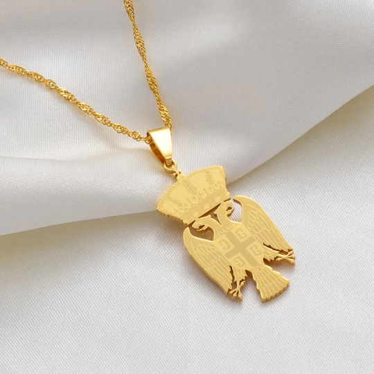 18K Gold Plated Republic Of Serbia Eagle Necklace
