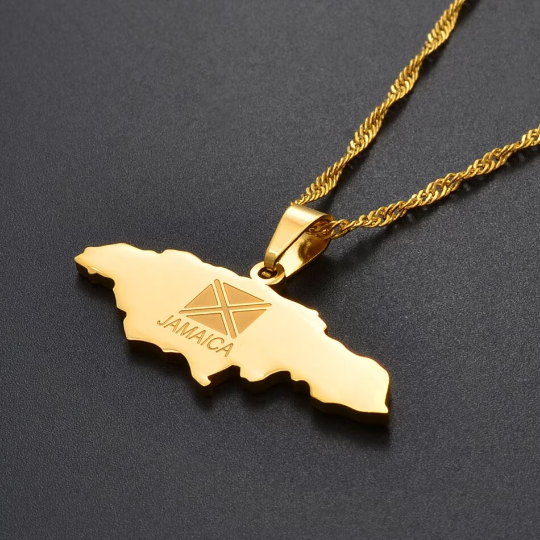18K Gold Plated Jamaica Map Necklace