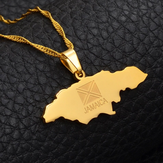 18K Gold Plated Jamaica Map Necklace