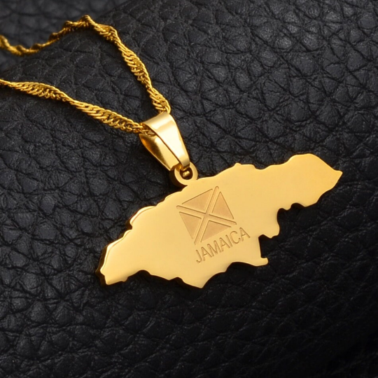 18K Gold Plated Jamaica Map Necklace - Jamaica Necklace Women Men - Jamaica Gold Necklace - Jamaica Gold Necklace - Jamaica Jewelry Gift