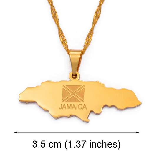 18K Gold Plated Jamaica Map Necklace