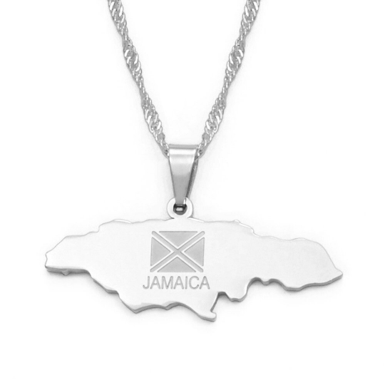 18K Gold Plated Jamaica Map Necklace