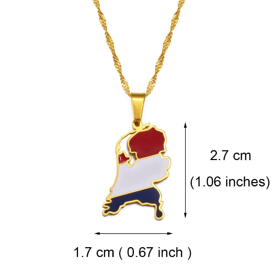 18K Gold Plated Netherlands Map Necklace, Netherlands Necklace, Netherlands Flag, Netherlands Pendant, Netherlands Gift, Netherlands Earring