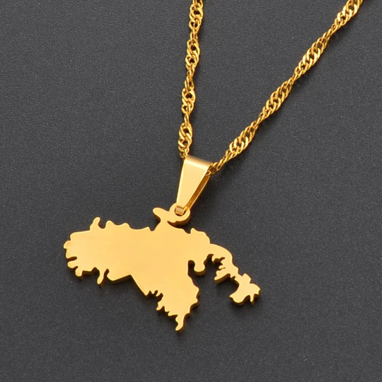 18K Gold Plated United States Virgin Islands St John Map Necklace