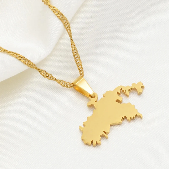 18K Gold Plated United States Virgin Islands St John Map Necklace, U.S Virgin Islands Necklace, U.S Virgin Islands St John Pendant Gifts