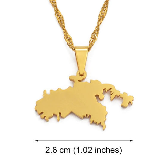 18K Gold Plated United States Virgin Islands St John Map Necklace