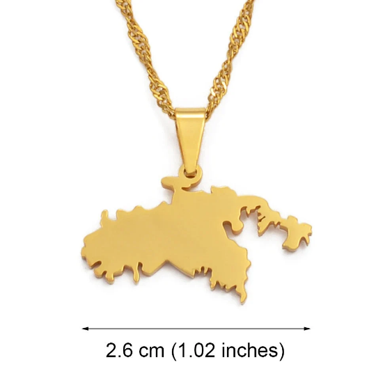 18K Gold Plated United States Virgin Islands St John Map Necklace, U.S Virgin Islands Necklace, U.S Virgin Islands St John Pendant Gifts