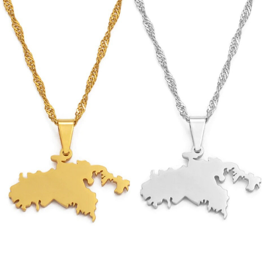 18K Gold Plated United States Virgin Islands St John Map Necklace