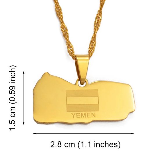 Yemen 18K Gold Plated Necklace / Yemen Jewelry / Yemen Pendant / Yemen Gift