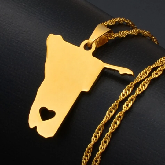 18K Gold Plated Namibia Map Necklace, Namibia Necklace, Namibia Flag, Namibia Jewelry, Namibia Pendant, Namibia Gifts, Namibia Earrings