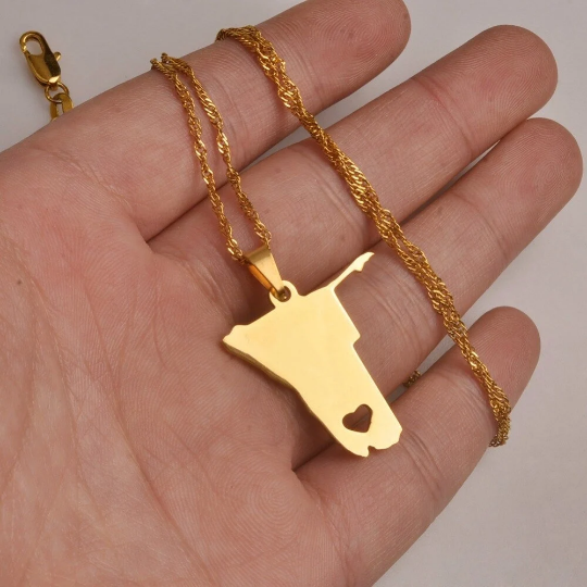 18K Gold Plated Namibia Map Necklace, Namibia Necklace, Namibia Flag, Namibia Jewelry, Namibia Pendant, Namibia Gifts, Namibia Earrings