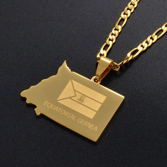 Equatorial Guinea 18K Gold Plated Necklace / Equatorial Guinea Jewelry / Equatorial Guinea Pendant / Equatorial Guinea Gift