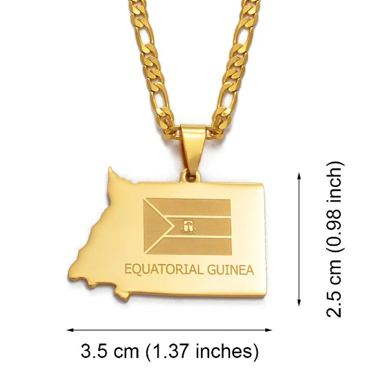 Equatorial Guinea 18K Gold Plated Necklace / Equatorial Guinea Jewelry / Equatorial Guinea Pendant / Equatorial Guinea Gift