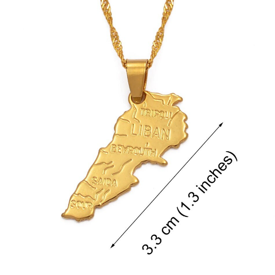 18K Gold Plated Lebanon Necklace, Lebanon Jewelry, Lebanon Necklace, Lebanon Jewelry, Lebanon Earrings, Lebanon Gift, Liban
