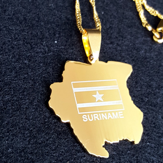 18K Gold Plated Suriname Necklace, Suriname Necklace, Suriname Bracelet, Suriname Gifts, Suriname Jewelry