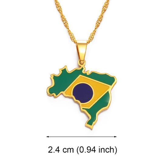 18K Gold Plated Brazil Necklace, Brazil Jewelry, Brazil Necklace, Brazil Jewelry, Brazil Earrings, Brazil Gift, Brazil