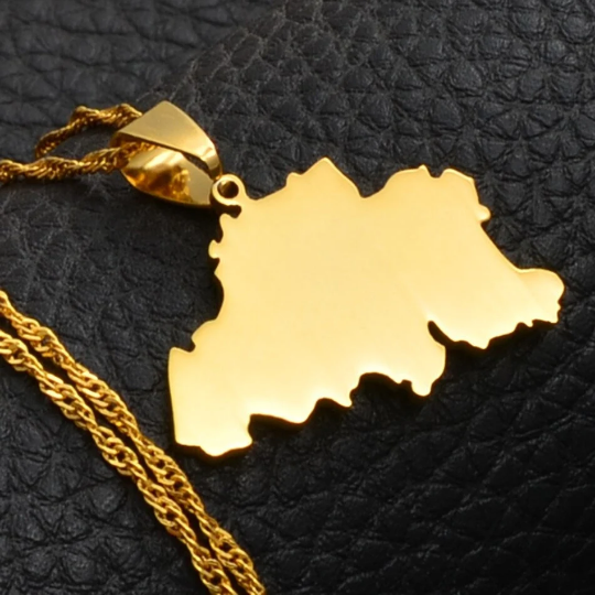 18K Gold Plated Belgium Map Necklace