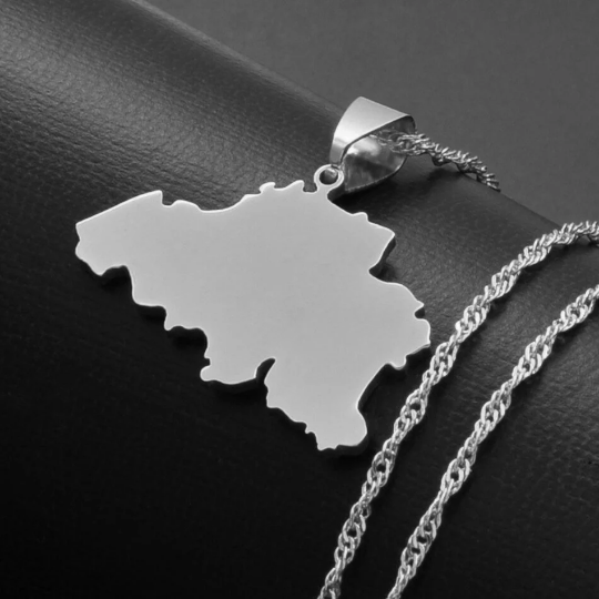18K Gold Plated Belgium Map Necklace