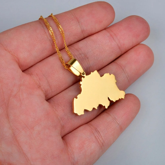 18K Gold Plated Belgium Map Necklace