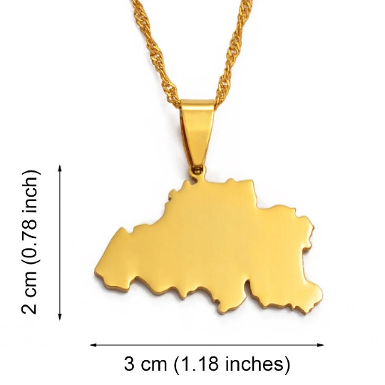 18K Gold Plated Belgium Map Necklace