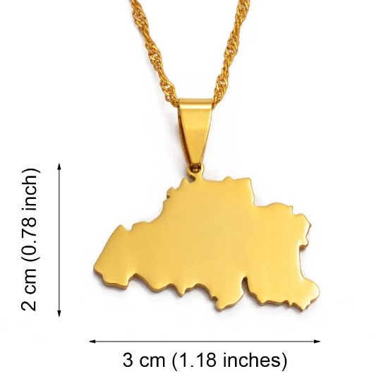 18K Gold Plated Belgium Map Necklace, Belgium Necklace, Belgium Flag, Belgium Jewelry, Belgium Pendant, Belgium Gifts, Belgium Earrings