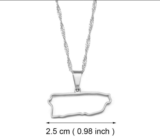 18K Gold Plated "Small" Puerto Rico Necklace / Puerto Rico Flag / Puerto Rico Jewelry / Puerto Rico Pendant / Puerto Rico Map