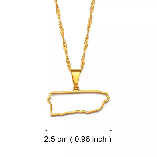 18K Gold Plated "Small" Puerto Rico Necklace / Puerto Rico Flag / Puerto Rico Jewelry / Puerto Rico Pendant / Puerto Rico Map