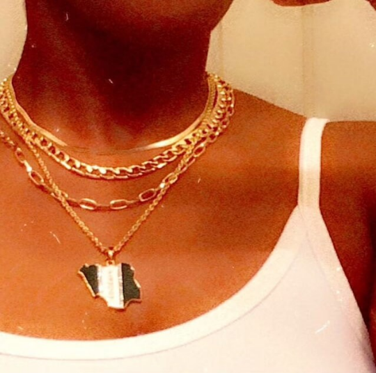 18K Gold Plated Africa Nigeria Necklace, Nigerian Flag, Nigeria Necklace Men Women, Nigerian Pendant, Nigeria Jewelry, Nigerian Bracelet