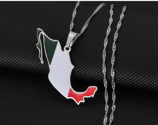 18K Gold Plated Mexico With Flag Color Necklace