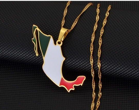 18K Gold Plated Mexico With Flag Color Necklace
