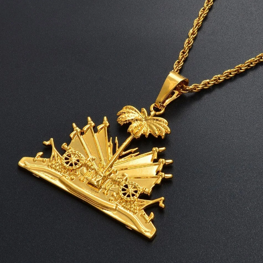 18K Gold Plated Haiti Emblem Necklace