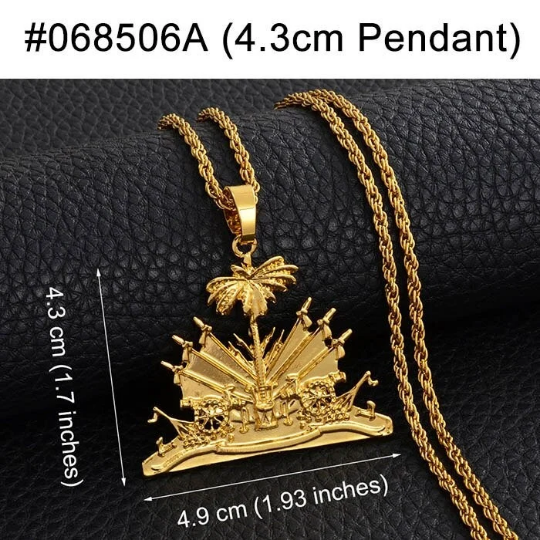 18K Gold Plated Haiti Emblem Necklace