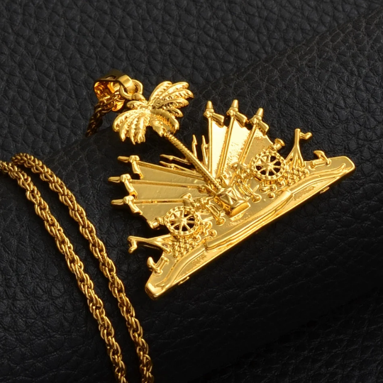 18K Gold Plated Haiti Emblem Necklace