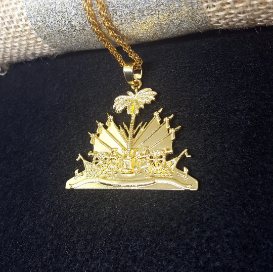 18K Gold Plated Haiti Emblem Necklace