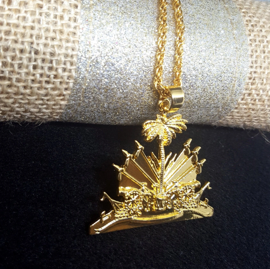 18K Gold Plated Haiti Emblem Necklace