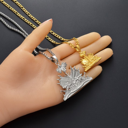 18K Gold Plated Haiti Emblem Necklace