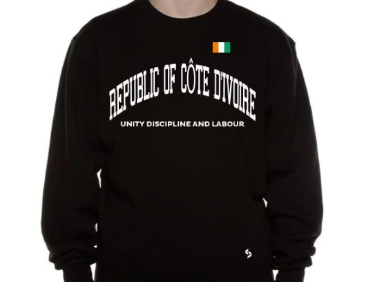 Côte d'Ivoire Sweatshirts / Côte d'Ivoire Shirt / Côte d'Ivoire Sweat Pants Map / Côte d'Ivoire Jersey / Grey Sweatshirts / Black Sweatshirt