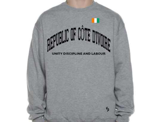 Côte d'Ivoire Sweatshirts / Côte d'Ivoire Shirt / Côte d'Ivoire Sweat Pants Map / Côte d'Ivoire Jersey / Grey Sweatshirts / Black Sweatshirt