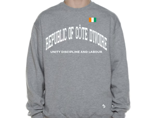 Côte d'Ivoire Sweatshirts / Côte d'Ivoire Shirt / Côte d'Ivoire Sweat Pants Map / Côte d'Ivoire Jersey / Grey Sweatshirts / Black Sweatshirt