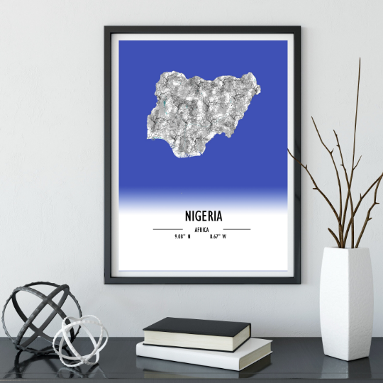 Map Poster Nigeria / Nigeria Map Print / Nigeria Map Wall Art / Nigeria Décor / Nigeria Decoration / Nigeria Gift / Anniversary Wedding Gift