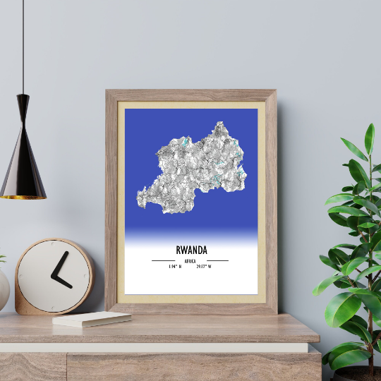 Map Poster Rwanda / Rwanda Map Print / Rwanda Map Wall Art / Rwanda Décor / Rwanda Decoration / Rwanda Gift / Anniversary Wedding Gift